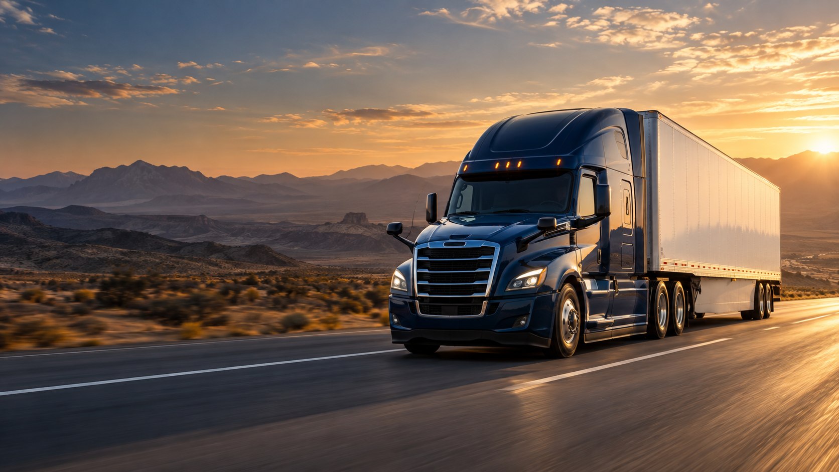 American semi-truck on an open interstate highway